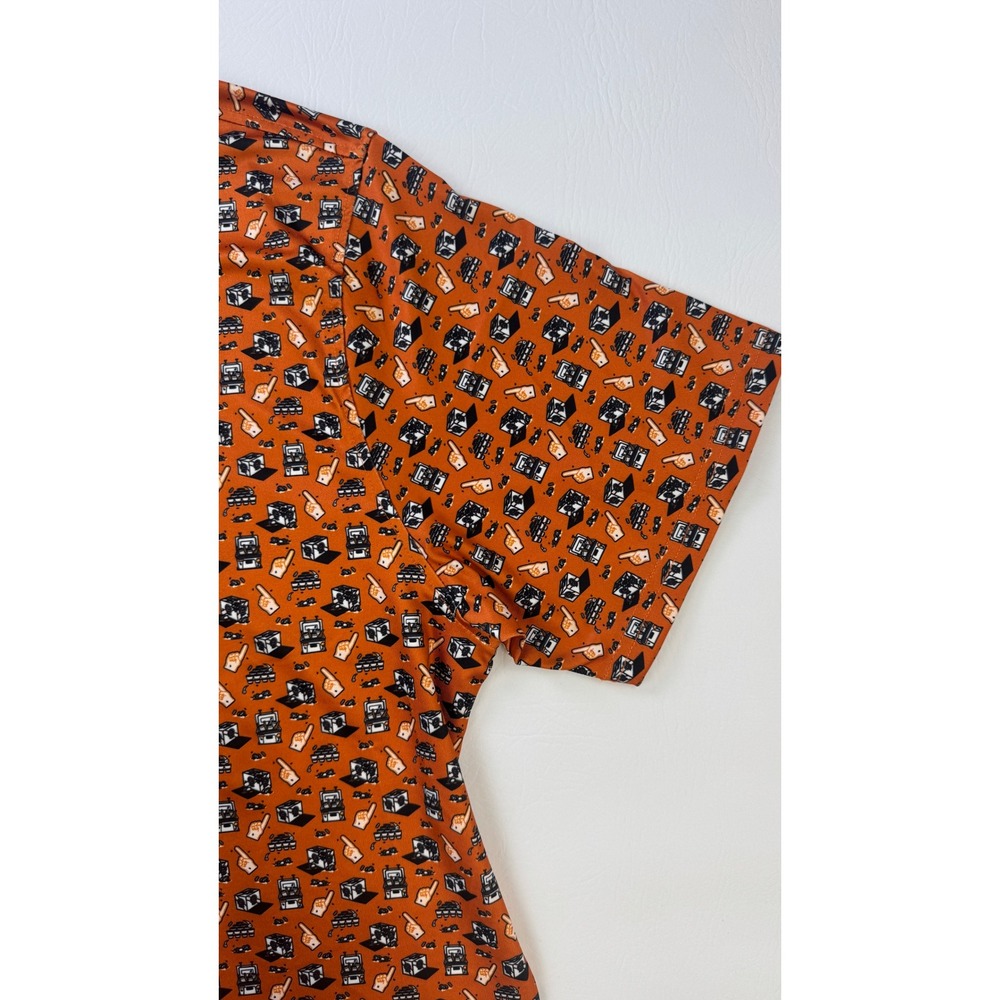 Old Row Men XL Orange Tailgate Print Performance Polo Shirt Short Sleeve Stretch - Picture 7 of 16